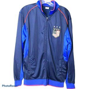 RX Rhinox Men's Jacket Blue Red USA Soccer Long Sleeve Full Zip Size Small‎